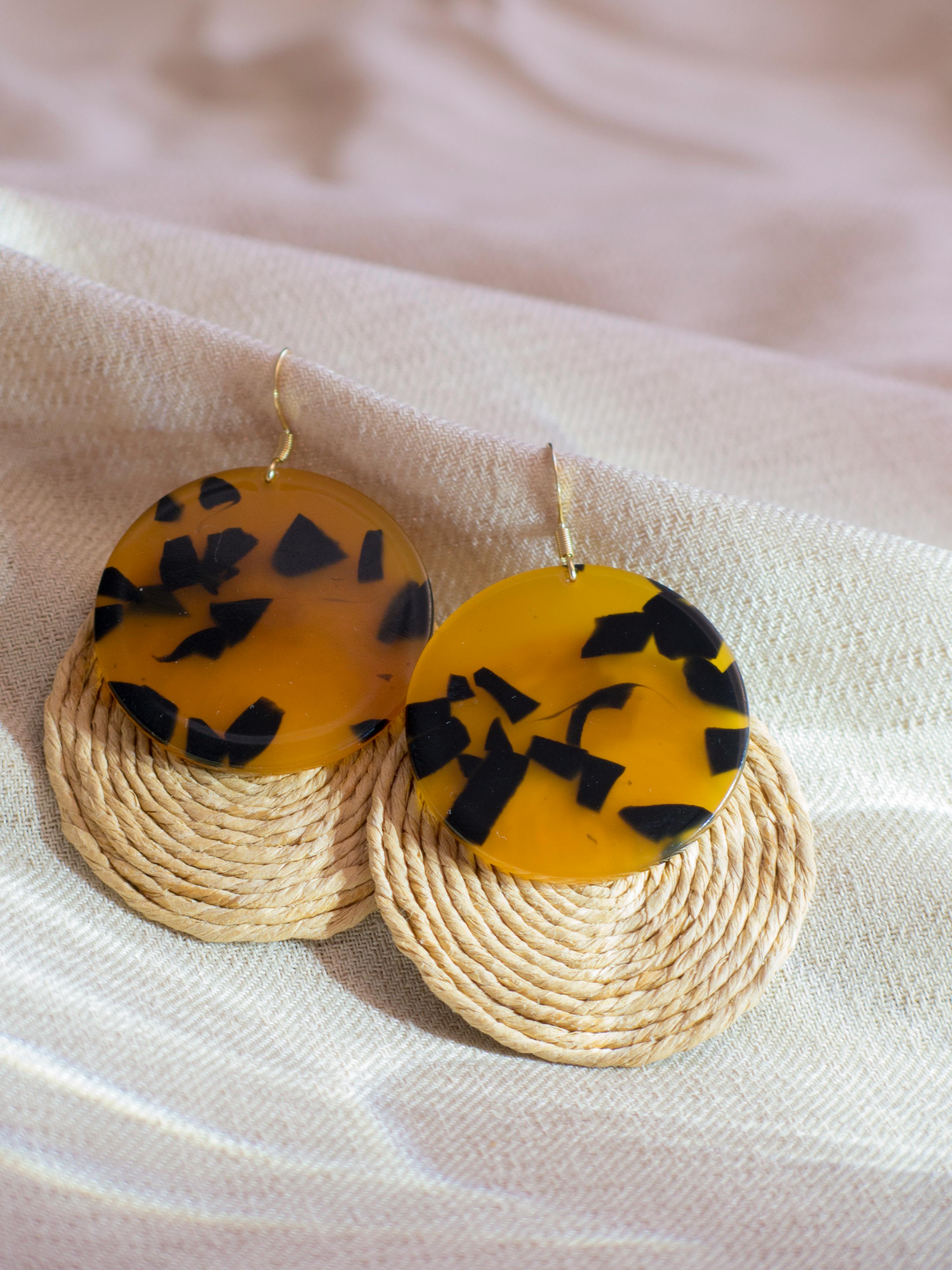 Hancrafted pesonalized resin  yellow earrings